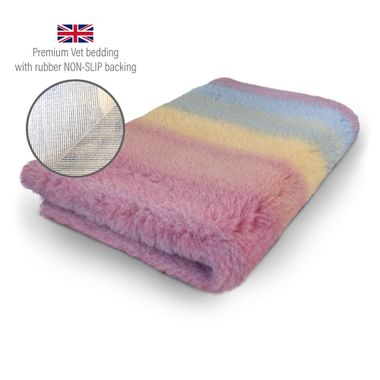 DRYBED Premium Vet Bed Regenbogen rosa 100 x 75 cm