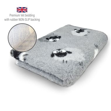 DRYBED Premium Vet Bed Farm Animals Woolly Sheep grau 100 x 75 cm