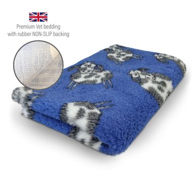 DRYBED Premium Vet Bed Farm Animals Woolly Cow blau 100 x 75 cm