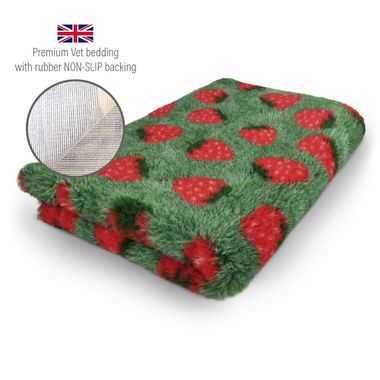 DRYBED Premium Vet Bed Erdbeeren grün 100 x 75 cm