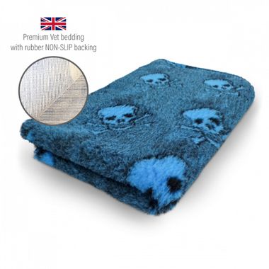 DRYBED Premium Vet Bed Skulls türkis 100 x 75 cm