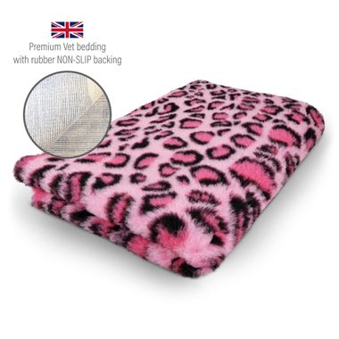 DRYBED Premium Vet Bed Leopard rosa 100 x 75 cm