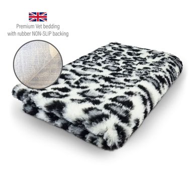 DRYBED Premium Vet Bed Leopard grau 100 x 75 cm