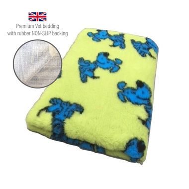 DRYBED Premium Vet Bed Lucky Dog limettengrün + blau 100 x 75 cm