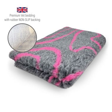 DRYBED Premium Vet Bed Waves anthrazit + fuchsia 100 x 75 cm