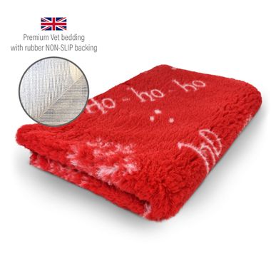 DRYBED Premium Vet Bed XMAS Ho-Ho-Ho rot 100 x 75 cm