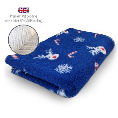 DRYBED Premium Vet Bed XMAS Red-Nosed Reindeer blau 100 x 75 cm