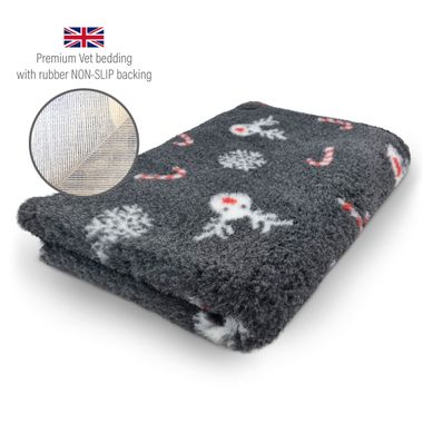 DRYBED Premium Vet Bed XMAS Red-Nosed Reindeer grau 100 x 75 cm