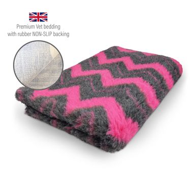 DRYBED Premium Vet Bed ZIG ZAG anthrazit + fuchsia 150 x 100 cm