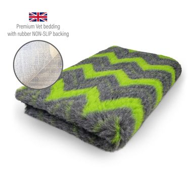 DRYBED Premium Vet Bed ZIG ZAG anthrazit + limettengrün 100 x 75 cm