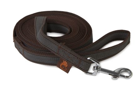 Firedog Gummierte Leine 20 mm 5 m mit Handschlaufe braun