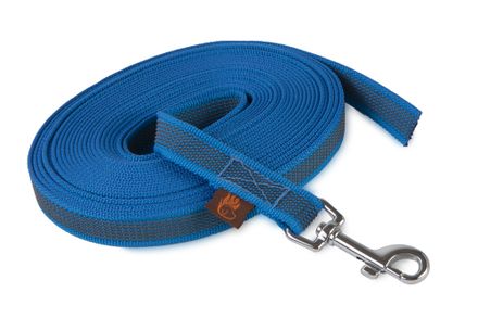 Firedog Gummierte Schleppleine 20 mm klassischer Karabiner 15 m blau