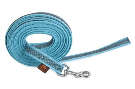 Firedog Gummierte Schleppleine 20 mm klassischer Karabiner 15 m aquablau