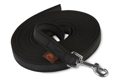 Firedog Gummierte Schleppleine 20 mm klassischer Karabiner 5 m schwarz